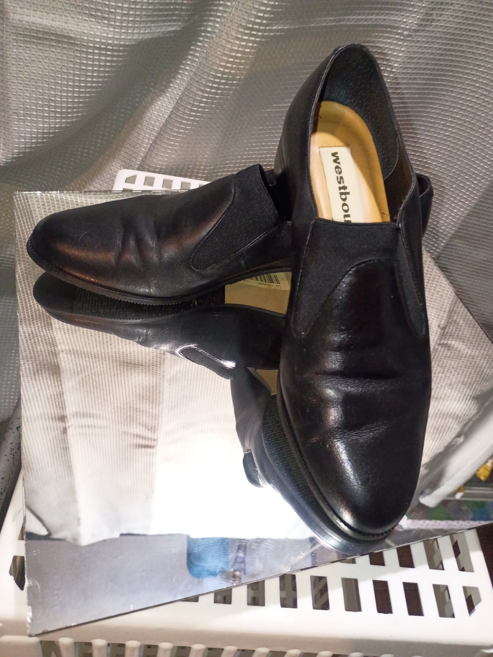 Westbound Black Leather Slip-On Dress Shoes